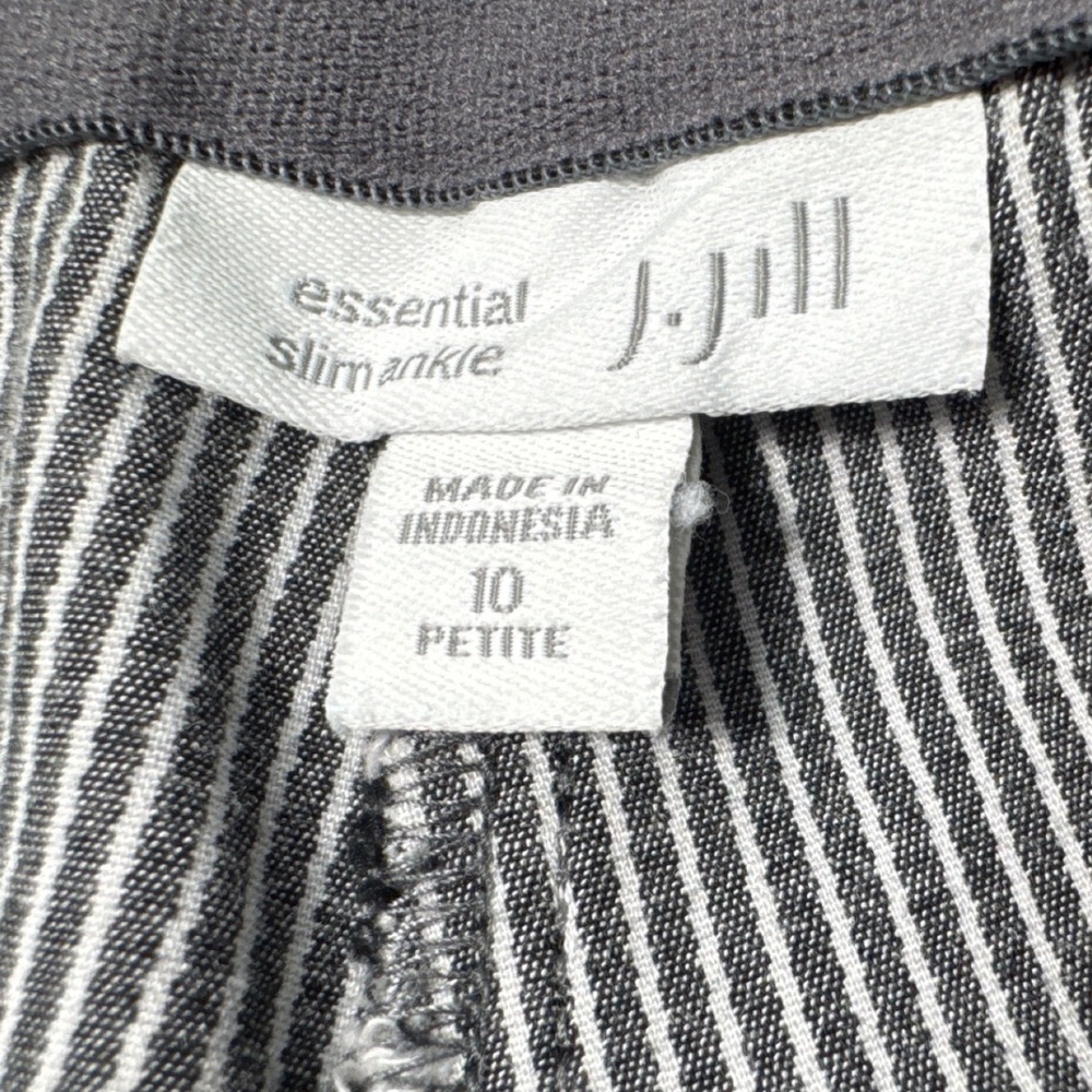 J. Jill Essential Slim Ankle Pants Women 10 Petite Black White Stripe Excellent - Picture 6 of 12